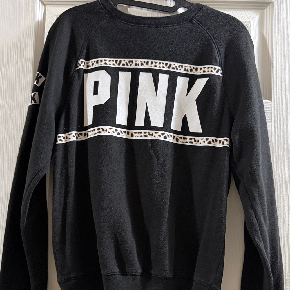 PINK Victoria's Secret Black Sweatshirt with White Accents